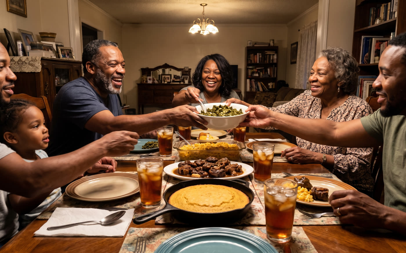 A family Sunday dinner table